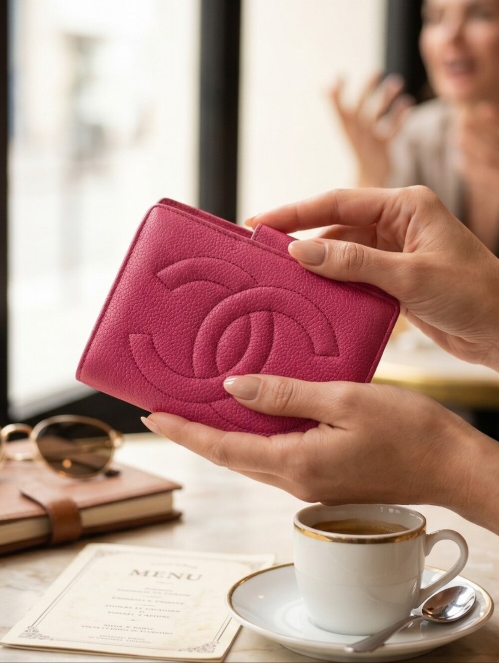 CHANEL Pink Caviar Leather Bifold Wallet